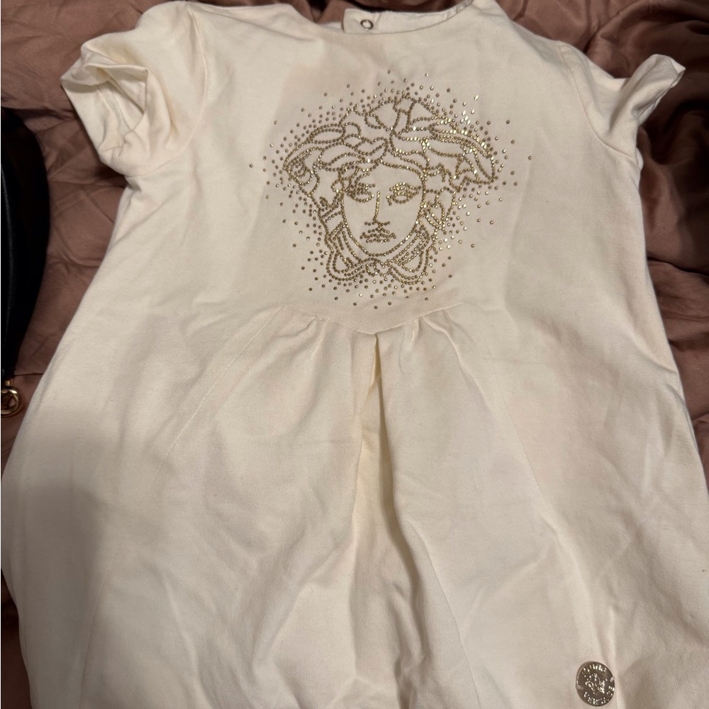 Unisex Versace Ivory Dress with Gold Medusa Embellishment